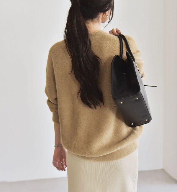 quaranciel「quaranciel:〈手洗い可能〉ファーライク クルーネック ニット プルオーバー」|ニット・セーター|