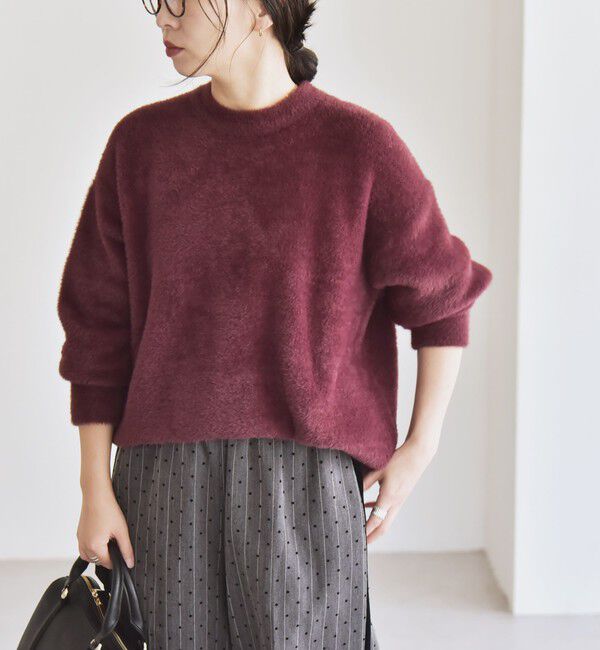 quaranciel「quaranciel:〈手洗い可能〉ファーライク クルーネック ニット プルオーバー」|ニット・セーター|