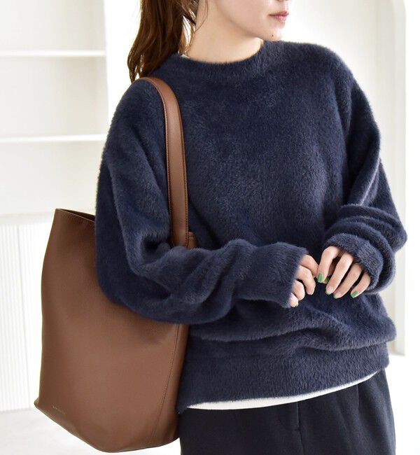 quaranciel「quaranciel:〈手洗い可能〉ファーライク クルーネック ニット プルオーバー」|ニット・セーター|