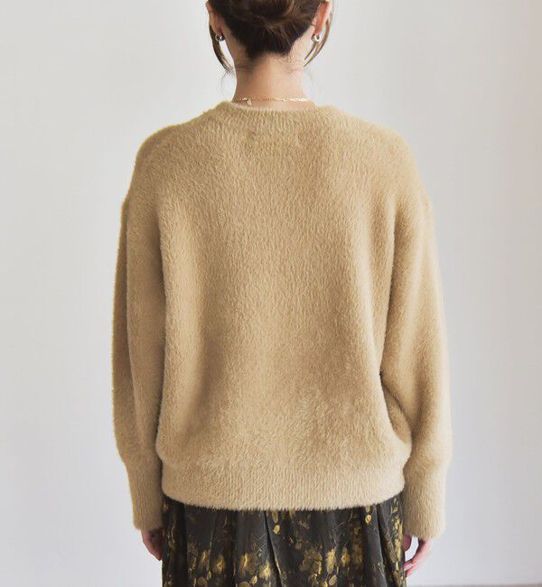 quaranciel「quaranciel:〈手洗い可能〉ファーライク クルーネック スナップ ニット カーディガン」|カーディガン|