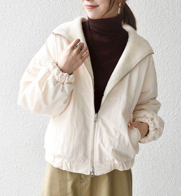 SHIPS any「SHIPS any: ナイロン &times; ボア リバーシブル スタンドカラー ショート ブルゾン」|ブルゾン・スタジャン|