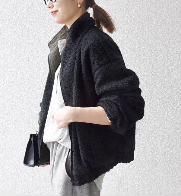 SHIPS any「SHIPS any: ナイロン &times; ボア リバーシブル スタンドカラー ショート ブルゾン」|ブルゾン・スタジャン|