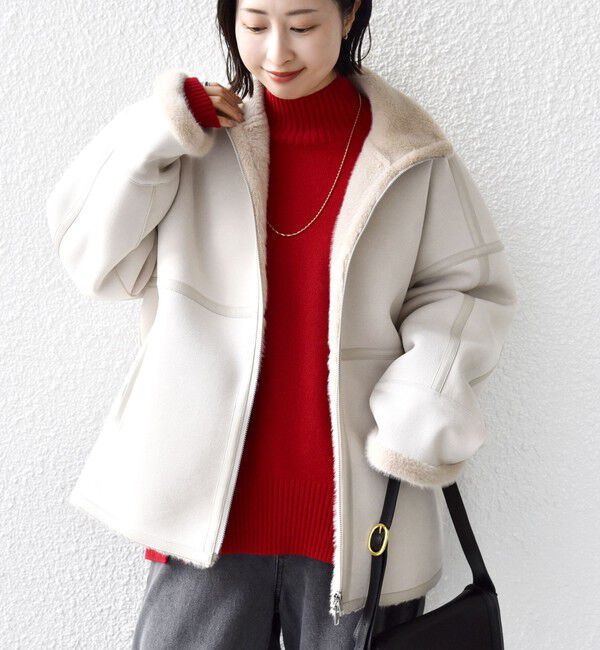 SHIPS for women「フェイク ムートン ジップ コート」|その他|