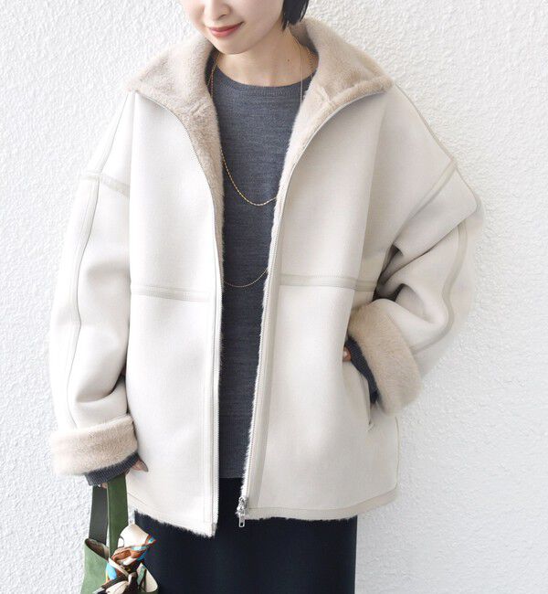 SHIPS for women「フェイク ムートン ジップ コート」|その他|