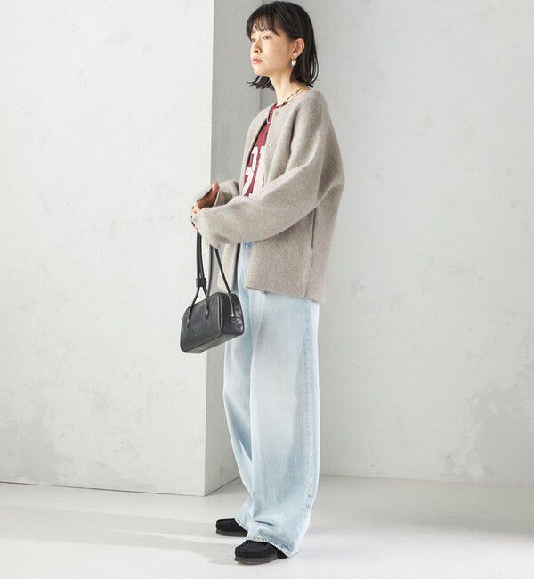 SHIPS for women「フォックス ブレンド ノーカラー ニット コート」|ノーカラーコート|