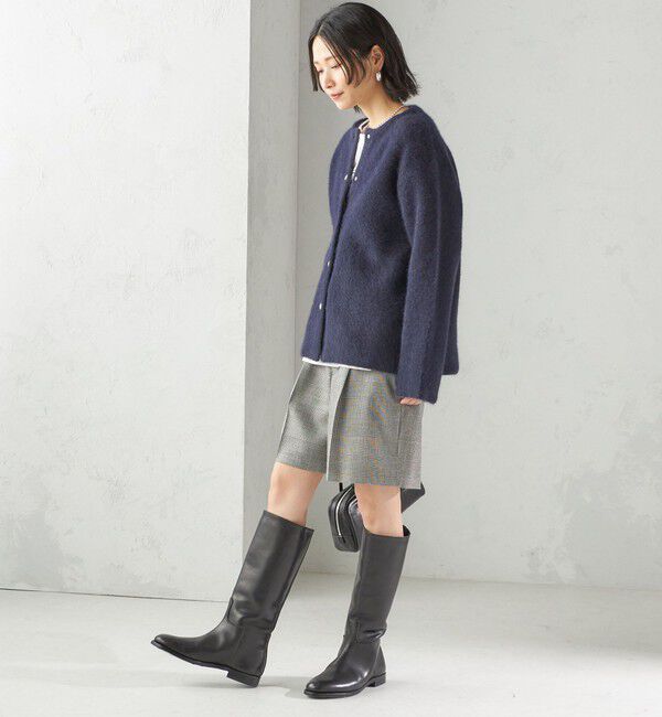 SHIPS for women「フォックス ブレンド ノーカラー ニット コート」|ノーカラーコート|