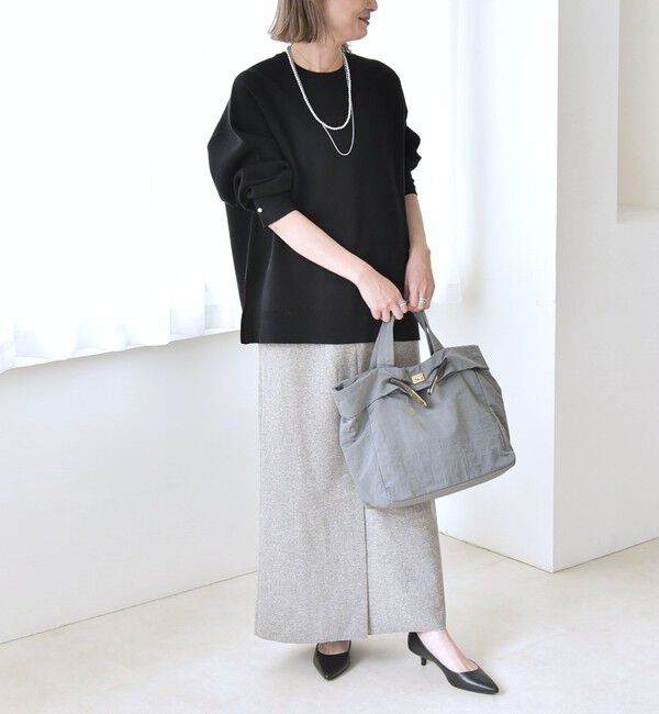 quaranciel「quaranciel:〈手洗い可能〉ダブルフェイス パールモチーフ ワイド ニット プルオーバー」|ニット・セーター|