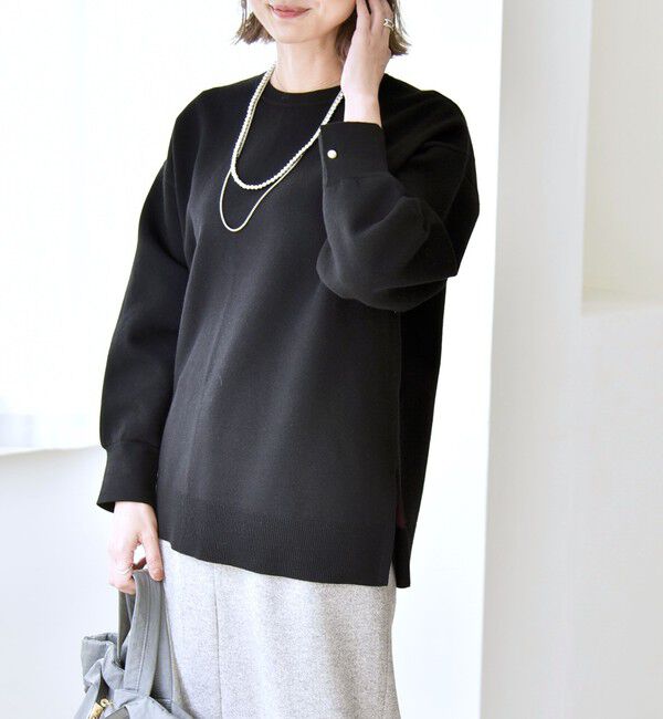 quaranciel「quaranciel:〈手洗い可能〉ダブルフェイス パールモチーフ ワイド ニット プルオーバー」|ニット・セーター|