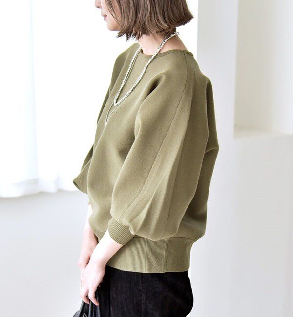 quaranciel「quaranciel:〈手洗い可能〉ダブルフェイス ボートネック パフ ニット プルオーバー」|ニット・セーター|