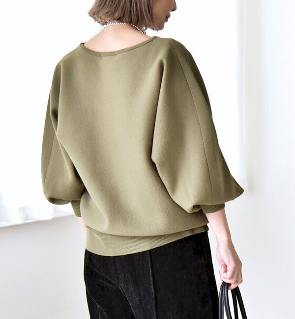 quaranciel「quaranciel:〈手洗い可能〉ダブルフェイス ボートネック パフ ニット プルオーバー」|ニット・セーター|