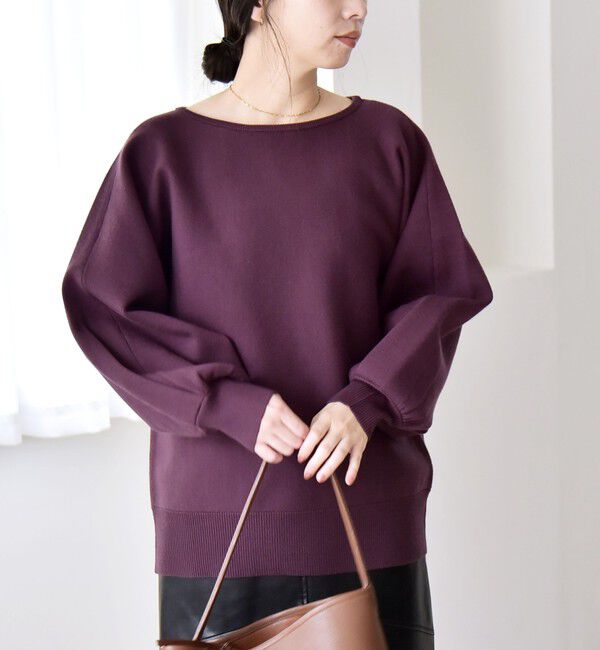 quaranciel「quaranciel:〈手洗い可能〉ダブルフェイス ボートネック パフ ニット プルオーバー」|ニット・セーター|