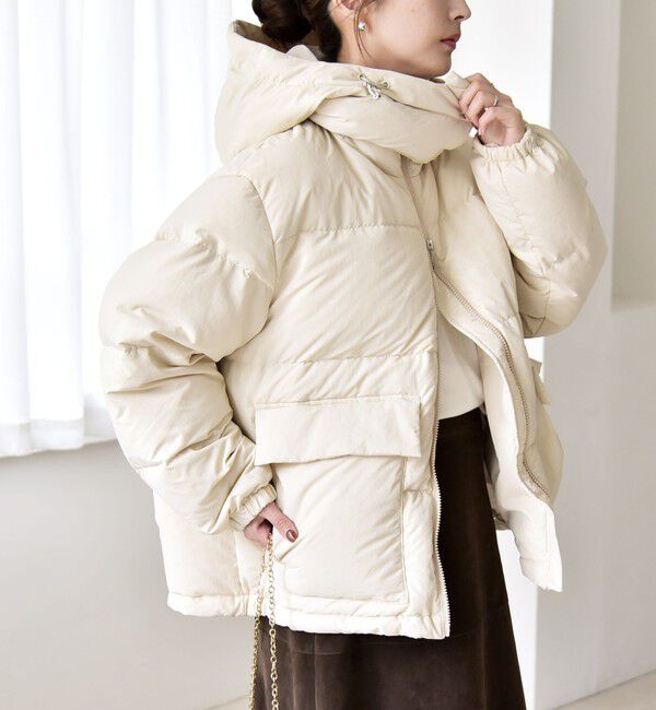 quaranciel「quaranciel: フーディー & ハイネック 2way ショート ダウン ジャケット」|ダウン|