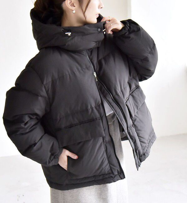 quaranciel「quaranciel: フーディー & ハイネック 2way ショート ダウン ジャケット」|ダウン|
