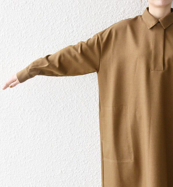 SHIPS any「SHIPS any:〈洗濯機可能〉サージ スキッパー シャツ ワンピース」|ワンピース|