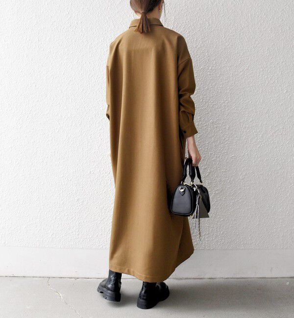 SHIPS any「SHIPS any:〈洗濯機可能〉サージ スキッパー シャツ ワンピース」|ワンピース|