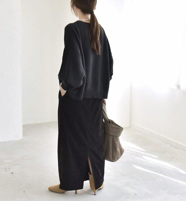 quaranciel「quaranciel:〈洗濯機可能〉ポリエステル ベロア Iライン イージー スカート」|スカート|