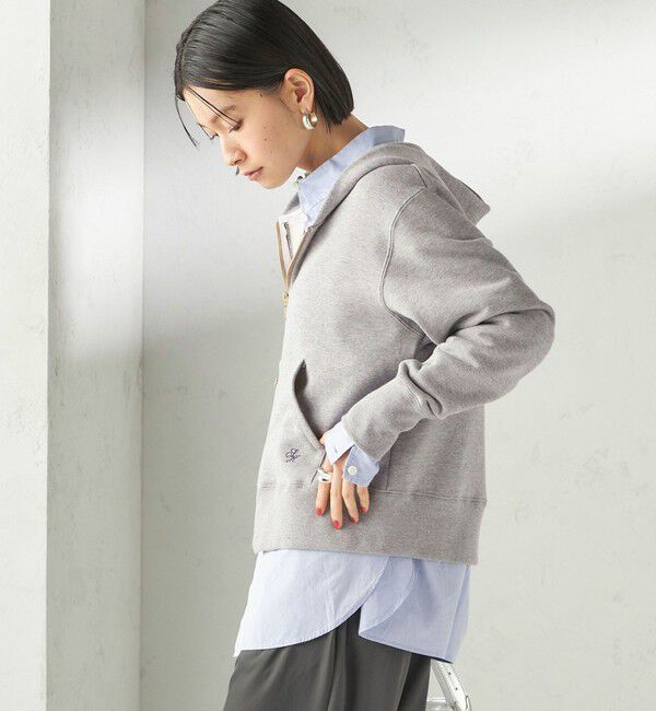 SHIPS for women「〈洗濯機可能〉AZUMA 裏毛 刺繍 ジップ アップ パーカ」|パーカー|