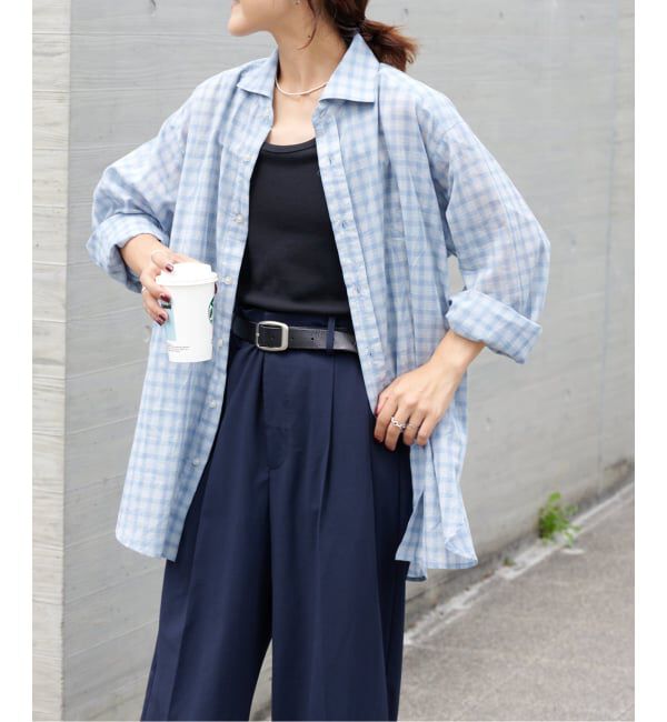 OUTDOOR PRODUCTS Usual Things「追加 シアーチェックスプレッドカラーシャツ」|シャツ・ブラウス|