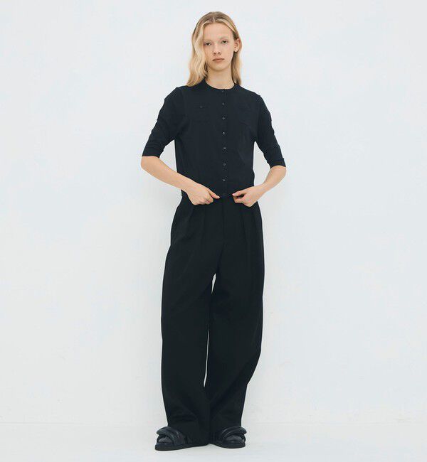 CABaN「ファインポリエステル ハーフスリーブポケットカーディガン」|カーディガン|