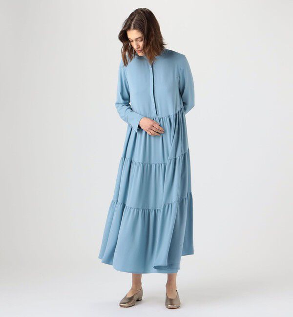 Ballsey「パウダリーサテン ティアードロングワンピース」|ワンピース|