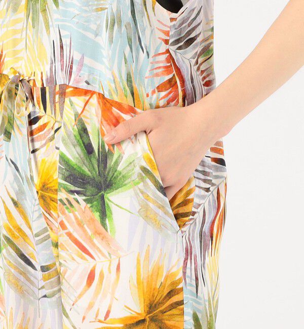 GALERIE VIE「ウォッシャブルレーヨン リーフプリント オールインワン」|オールインワン|