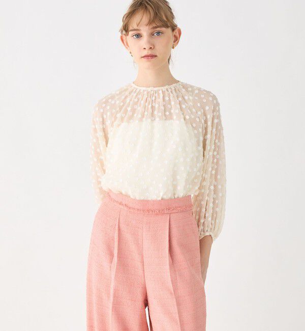 Ballsey「ドットフラワージャカード ボリュームギャザープルオーバー」|シャツ・ブラウス|