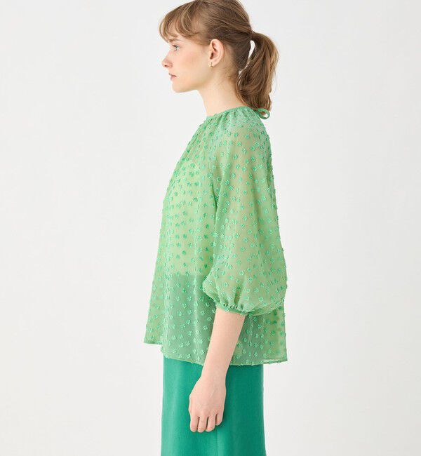 Ballsey「ドットフラワージャカード ボリュームギャザープルオーバー」|シャツ・ブラウス|