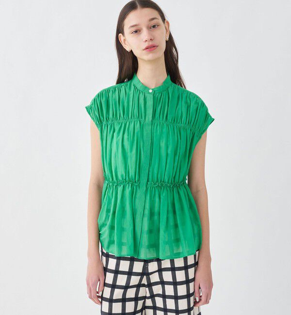 TOMORROWLAND collection「コットンシルク シャーリングペプラムブラウス」|シャツ・ブラウス|
