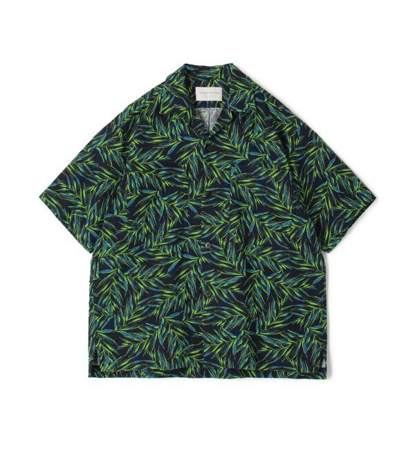 TOMORROWLAND MENS「コットン リーフプリント オープンカラーシャツ」|シャツ・ブラウス|68 ネイビー系