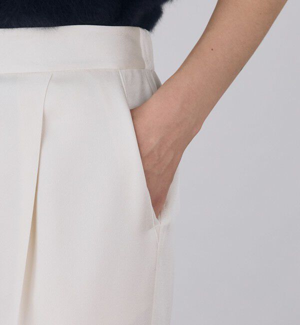 DES PRES「サテンジョーゼット タックワイドパンツ」|スラックス|