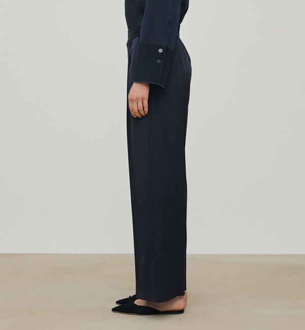DES PRES「サテンジョーゼット タックワイドパンツ」|スラックス|