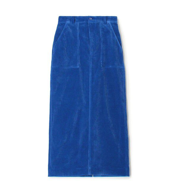 MACPHEE「ストレッチコーデュロイ Iラインマキシスカート」|タイト|65 ブルー