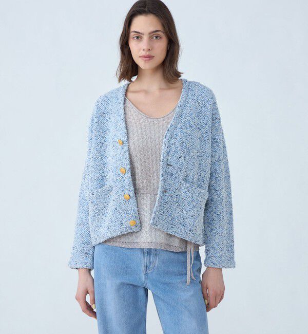 MACPHEE「ツイードニット Vネックカーディガン」|カーディガン|