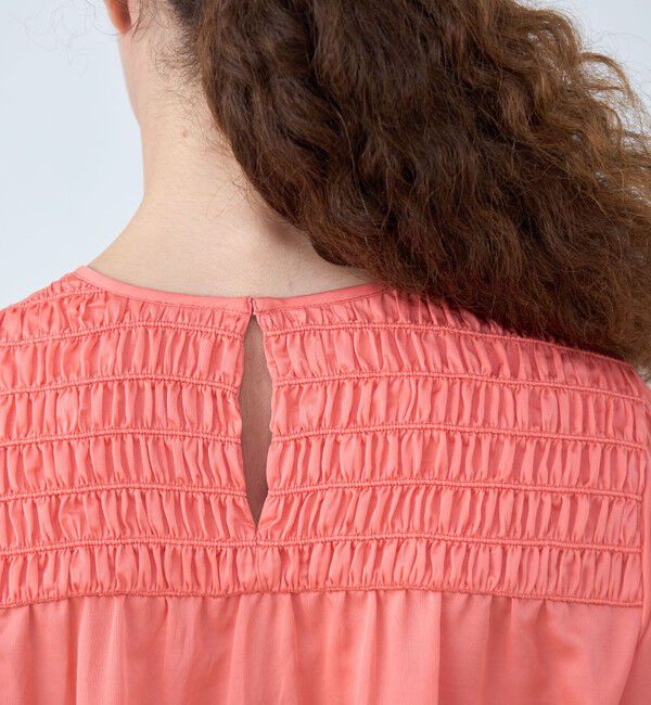 Ballsey「コットンシルクサテン シャーリングブラウス」|シャツ・ブラウス|