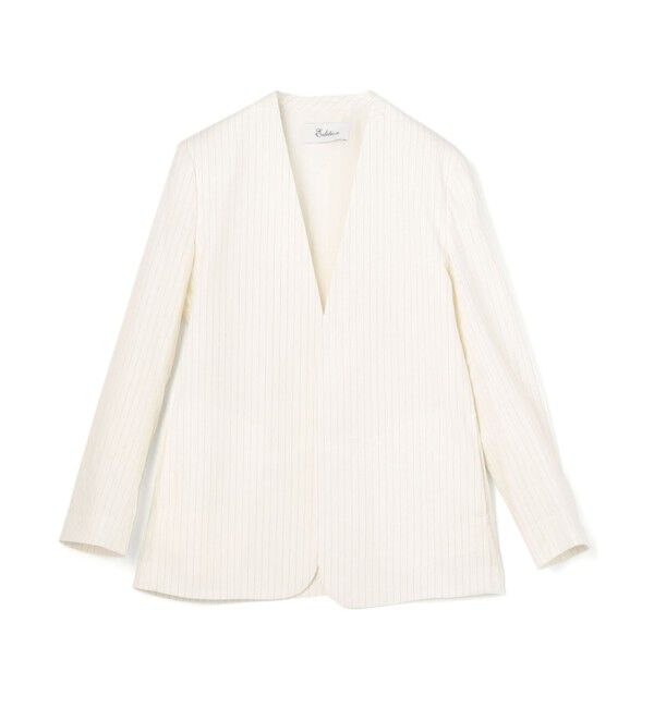 Edition「リネンストレッチ ノーカラージャケット」|ノーカラージャケット|12 ホワイト系