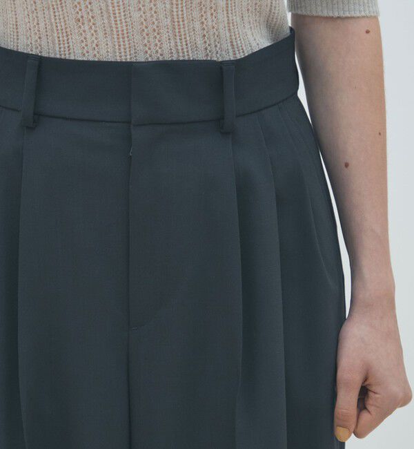 MACPHEE「ポリエステルウールストレッチ タックワイドパンツ」|スラックス|