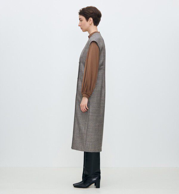 TOMORROWLAND collection「SILK AIR GLEN CHECK ジレワンピース」|ワンピース|