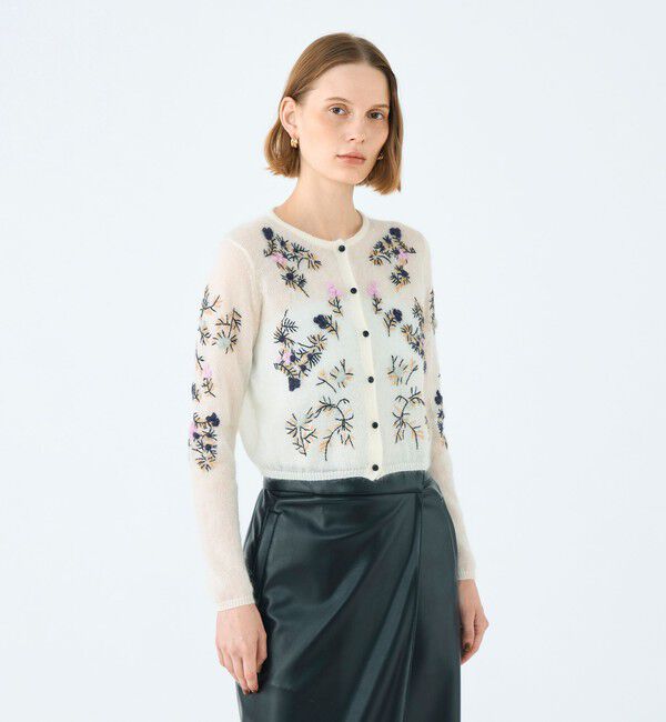 Ballsey「モヘヤナイロンエンブロイダリー ショートカーディガン」|カーディガン|