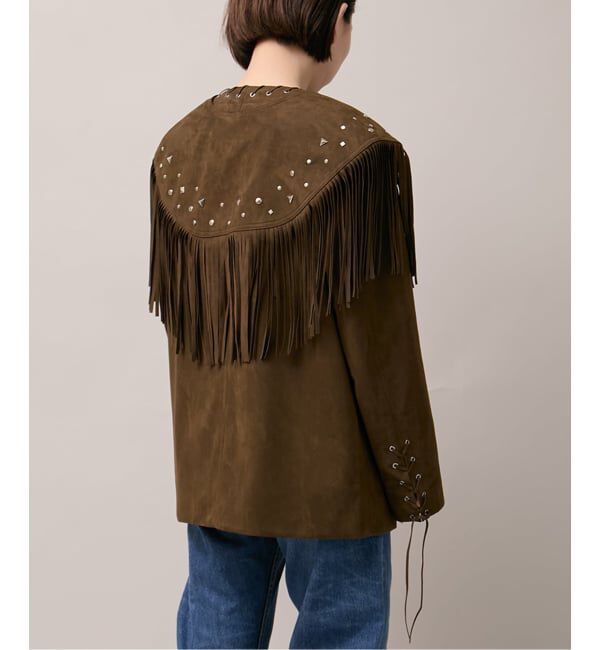  「SUEDE-LIKE FRINGE VEST」|ダウンベスト・ベスト|