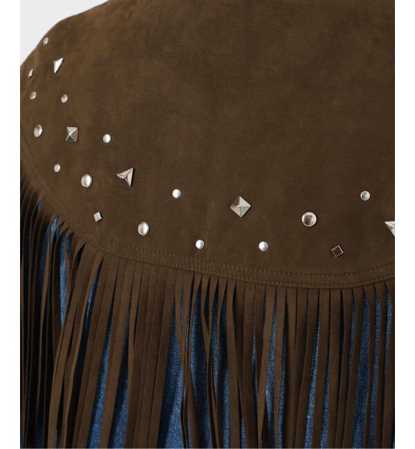  「SUEDE-LIKE FRINGE VEST」|ダウンベスト・ベスト|