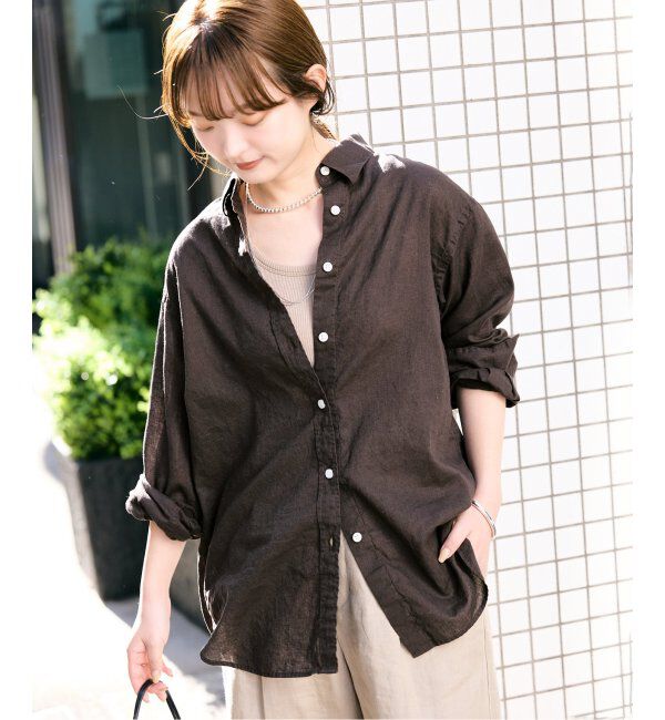 SLOBE IENA「リネンコットンレギュラーシャツ」|シャツ・ブラウス|