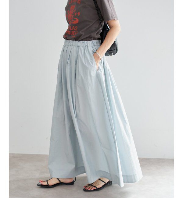 IENA「《WEB限定/追加3》タイプライター ボリュームスカート」|スカート|サックスブルー