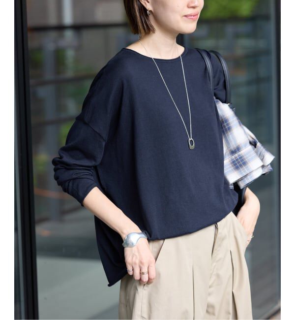 SLOBE IENA「《追加》コットンヤクニットプルオーバー」|ニット・セーター|ネイビー