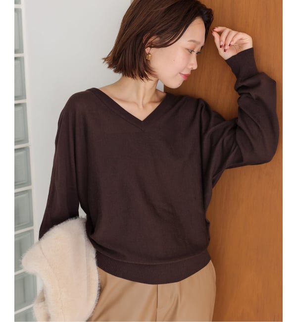SLOBE IENA「ウォッシャブルドルマンVネックプルオーバー」|ニット・セーター|