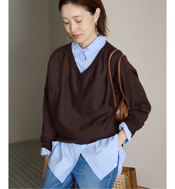 SLOBE IENA「ウォッシャブルドルマンVネックプルオーバー」|ニット・セーター|