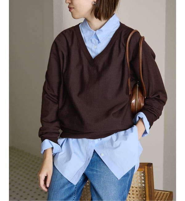 SLOBE IENA「ウォッシャブルドルマンVネックプルオーバー」|ニット・セーター|