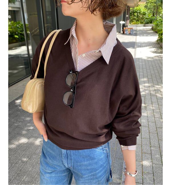 SLOBE IENA「ウォッシャブルドルマンVネックプルオーバー」|ニット・セーター|