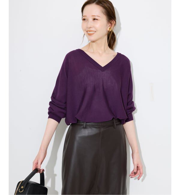 SLOBE IENA「ウォッシャブルドルマンVネックプルオーバー」|ニット・セーター|