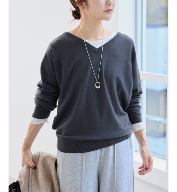 SLOBE IENA「ウォッシャブルドルマンVネックプルオーバー」|ニット・セーター|