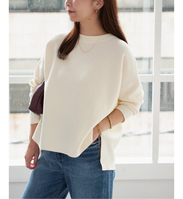 SLOBE IENA「《セットアップ対応可/WEB限定カラーあり》コットンダブルフェイスプルオーバー」|ニット・セーター|